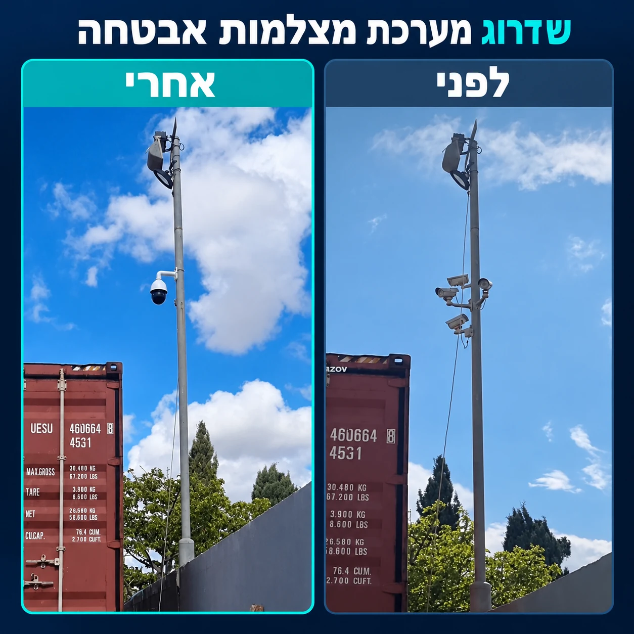 שדרוג מערכת מצלמות אבטחה – לפני ואחרי